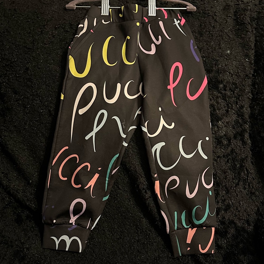 4T Toddler Girls Pucci Pink Black Colorful Rainbow Leggings Sweatpants Bottoms